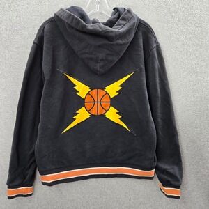 Just Don All City Men Sweatshirt Medium Black Bolt Basketball Earth Patch Hoodie